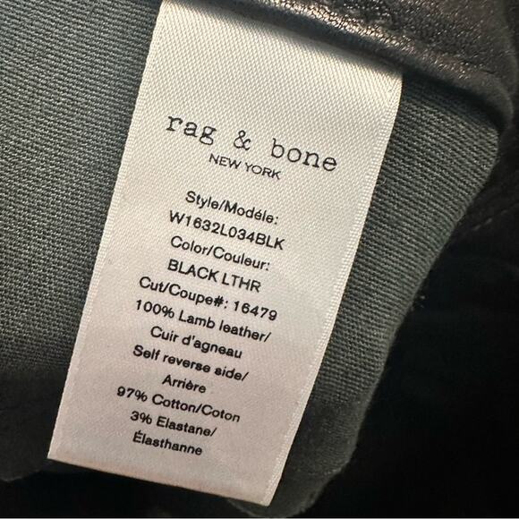 Rag & Bone Simone Lamb Leather Black Jeans 25/26 See Notes - Picture 4 of 5